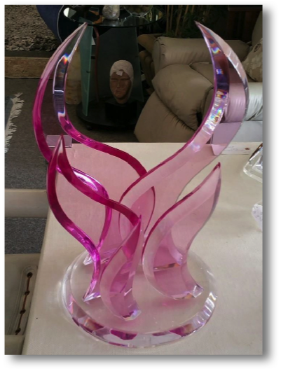 Gorgeous Pink Glass Sculpture Signed by Muniz
